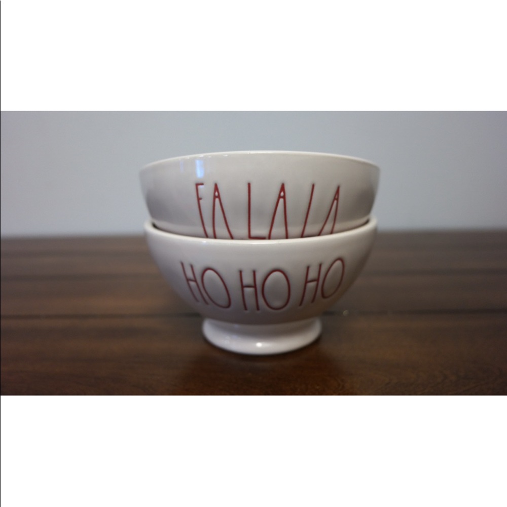 Rae Dunn Christmas cereal bowls fa la la ho ho ho